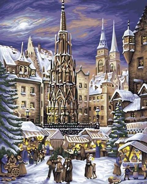 Pintar Por Números - Mercado De Navidad De Nuremberg - Figuredart - Ciudades Navidad