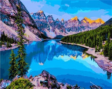 Cargar imagen en el visor de la galería, Pintar Por Números - Montaña Al Lado De La Orilla Del Agua - Figuredart - Montañas Paisajes