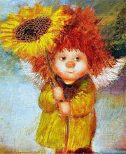 Cargar imagen en el visor de la galería, Pintar Por Números - Muchacha Del Girasol - Figuredart - Flores Retrato