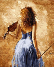 Cargar imagen en el visor de la galería, Pintar Por Números - Muchacha Que Toca Un Violín - Figuredart - Música Romanticismo
