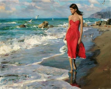 Cargar imagen en el visor de la galería, Pintar Por Números - Mujer En El Mar Rojo - Figuredart - Paisajes