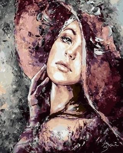 Pintar Por Números - Mujera Con Sombrero Rojo - Figuredart - Retrato Romanticismo