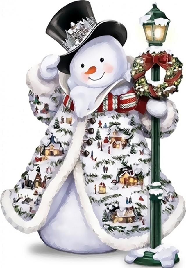 Pintar Por Números - Muñeco De Nieve Que Lleva Un Sombrero Negro - Figuredart - Navidad