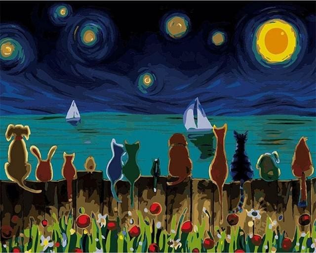 Pintar Por Números - Noche Estrellada - Figuredart - Animales Barcos