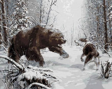 Cargar imagen en el visor de la galería, Pintar Por Números - Osos Y Lobos Luchan - Figuredart - Animales Lobos Osos