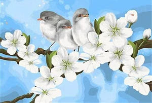 Pintar Por Números - Pájaro Blanco De La Magnolia - Figuredart - Animales Flores Principiantes Pájaros