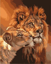 Cargar imagen en el visor de la galería, Pintar Por Números - Pareja De Leones - Figuredart - Animales Leones