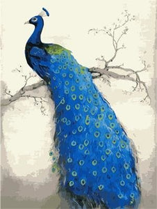 Pintar Por Números - Pavo Real Azul Eléctrico - Figuredart - Animales Pavo Real