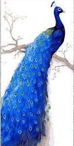 Pintar Por Números - Pavo Real Azul Profundo - Figuredart - Animales Pavo Real