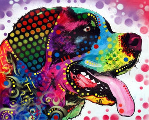 Pintar Por Números - Perro Con Lengua Color - Figuredart - Animales Perros Pop Art