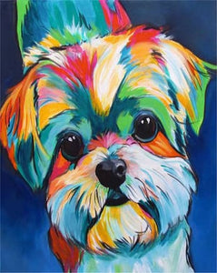 Pintar Por Números - Perro De Color 4 - Figuredart - Animales Perros Pop Art
