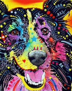 Pintar Por Números - Perro De Color 6 - Figuredart - Animales Perros Pop Art