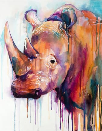 Pintar Por Números - Rinoceronte Colorido - Figuredart - Animales