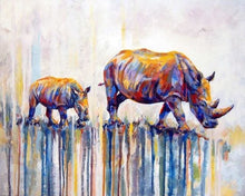 Cargar imagen en el visor de la galería, Pintar Por Números - Rinocerontes Andando - Figuredart - Animales