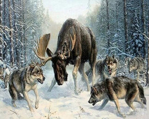 Pintar Por Números - Rodeada Por Una Manada De Lobos - Figuredart - Animales Lobos