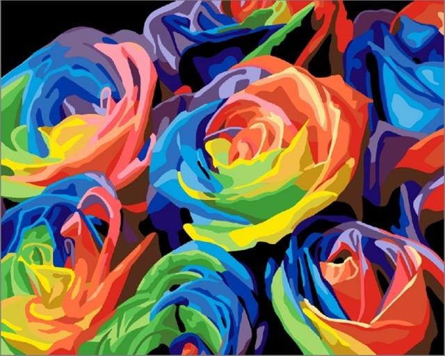 Pintar Por Números - Rosa Colorida - Figuredart - Flores Pop Art