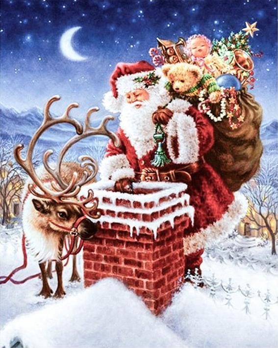 Pintar Por Números - Santa Claus Y Reno - Figuredart - Navidad Renos