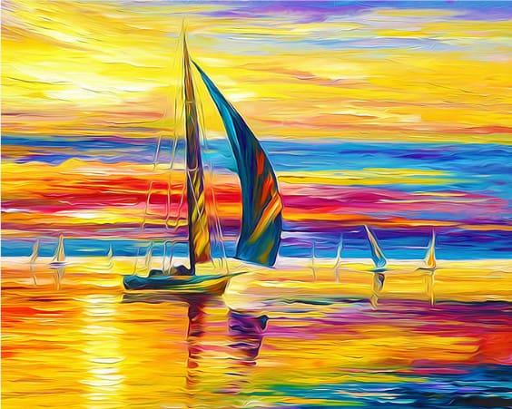 Pintar Por Números - Sunset Seaview - Figuredart - Barcos Paisajes