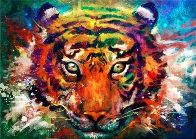 Pintar Por Números - Tigre Pintado - Figuredart - Animales Tigres