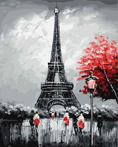 Pintar Por Números - Torre Eiffel Blanco Y Negro - Figuredart - Ciudades Romanticismo