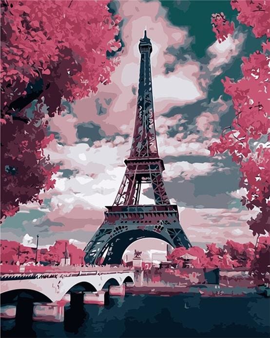 Pintar Por Números - Torre Eiffel Roja - Figuredart - Ciudades