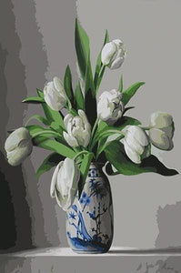 Pintar Por Números - Tulipanes Blancos - Figuredart - Flores Novedades