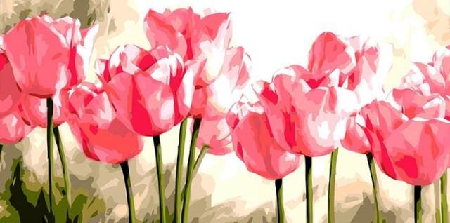 Pintar Por Números - Tulipanes De Color Rosa - Figuredart - Flores