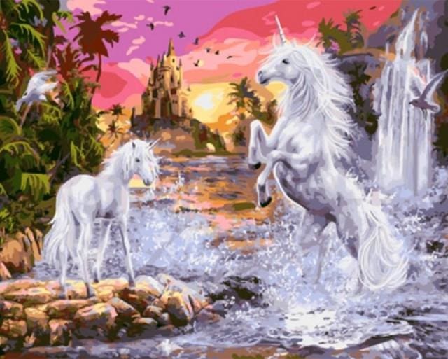 Pintar Por Números - Unicornio Retozando Agua - Figuredart - Animales