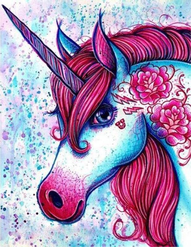 Pintar Por Números - Unicornio Rojo - Figuredart - Animales Infantil