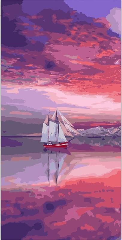 Pintar Por Números - Velero Mar Rojo - Figuredart - Barcos Paisajes