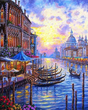 Cargar imagen en el visor de la galería, Pintar Por Números - Venecia Puesta De Sol - Figuredart - Ciudades Paisajes