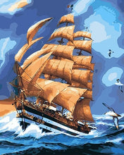Cargar imagen en el visor de la galería, Pintar Por Números - Viento Azul Y Las Olas - Figuredart - Barcos