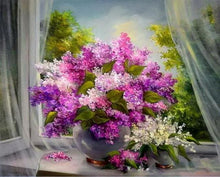 Cargar imagen en el visor de la galería, Pintar Por Números - Violetas Ventana - Figuredart - Flores