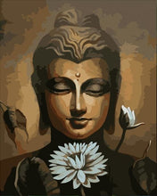 Cargar imagen en el visor de la galería, Pintar Por Números - White Lotus Buda - Figuredart - Principiantes Religión Retrato