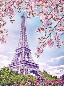 Punto De Cruz Diamante - Punto De Cruz Diamante - Torre Eiffel En Primavera - Figuredart - Ciudad Punto De Cruz Diamante Ciudades Punto De