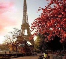 Cargar imagen en el visor de la galería, Punto De Cruz Diamante - Punto De Cruz Diamante - Torre Eiffel Y Flores Árbol - Figuredart - Ciudad Punto De Cruz Diamante Ciudades